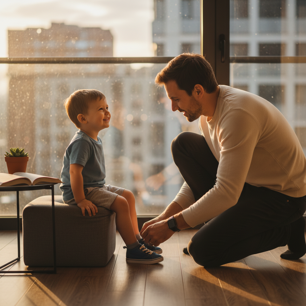 أب يحسن من هندام ابنه (ذكاء إصطناعي)